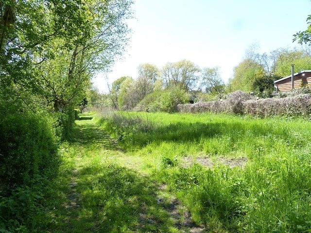 Blick auf die Zuwegung über Fremdflurstück 85 in Richtung Süd - Vertragsfreie, teilweise mit Bäumen und Sträuchern bewachsene Grünfläche an der ´Stöbber´