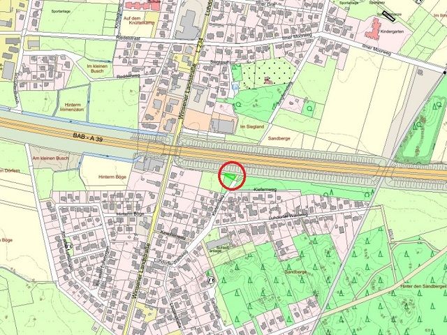 Lage des Verkaufsgegenstandes - Vertragsfreie Grünfläche an der A 39