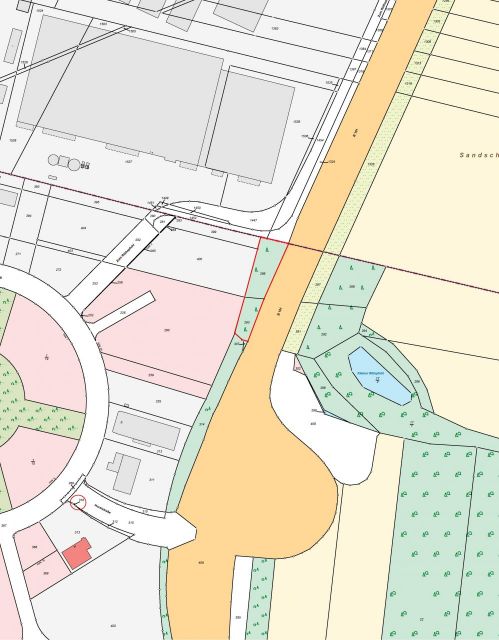 Lageskizze Flur 5 Flurstücke 289, 293 und 316 - Gehölz- und kleine Splitterfläche im Gewerbegebiet sowie eine Landwirtschaftsfläche ca. 14 km südlich der Berliner Stadtgrenze