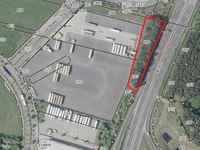 Lageskizze Flur 5 Flurstücke 289 und 293 - Gehölz- und kleine Splitterfläche im Gewerbegebiet sowie eine Landwirtschaftsfläche ca. 14 km südlich der Berliner Stadtgrenze