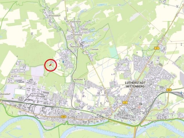Umgebungskarte - Vertragsfreie Gehölzfläche am Alten Heuweggraben Reinsdorf nördlich des Stadtzentrums Lutherstadt Wittenberg