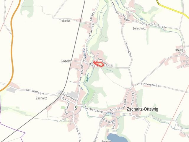 Umgebungsskizze - Über 9.500 m² Grünfläche teilweise mit Baum-/Strauchbewuchs neben Wohngrundstücken - Lage teilweise im Innenbereich