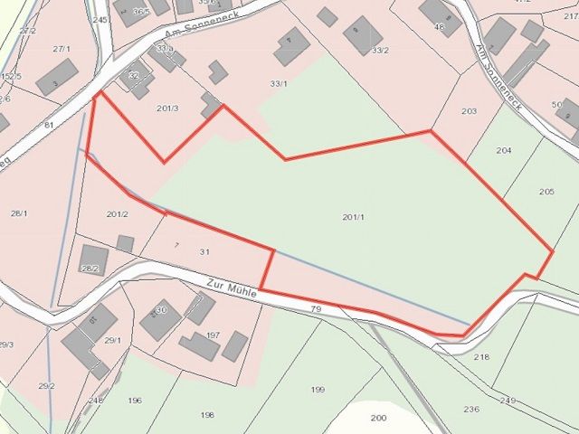 Lageskizze - Über 9.500 m² Grünfläche teilweise mit Baum-/Strauchbewuchs neben Wohngrundstücken - Lage teilweise im Innenbereich