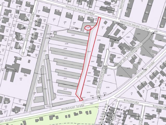 Lageskizze Flurstück 1106 mit Zuwegung - 12 vermietete/verpachtete Garagen in der Kreisstadt Köthen ** Jahreserlös rund 2.400 Euro**