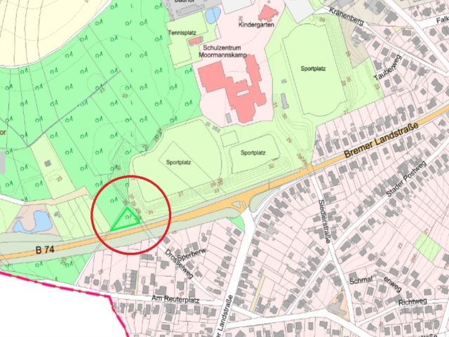 Lage des Verkaufsgegenstandes - Forstwirtschaftliche Fläche an der Bremer Landstraße