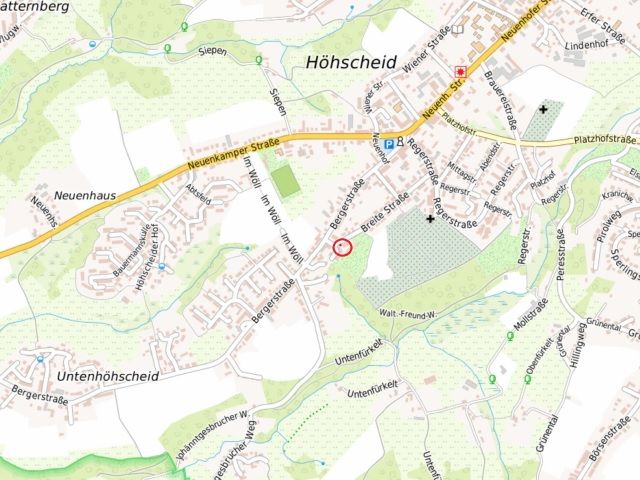 Umgebungskarte - Grundstück mit Umspannstation in der Klingenstadt Solingen