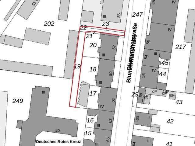 Lageskizze - Befestigte Zufahrt zwischen Wohnhäusern in einem Wohngebiet