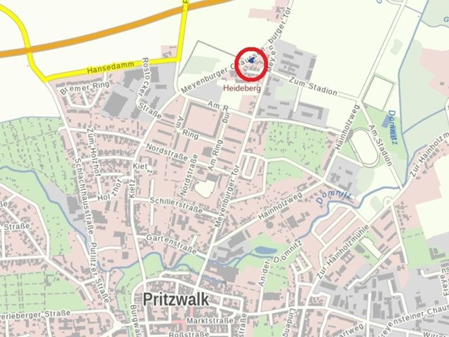 Umgebungskarte - Vertragsfreie Grünfläche im Norden Pritzwalks **zwischen Berlin und Hamburg**