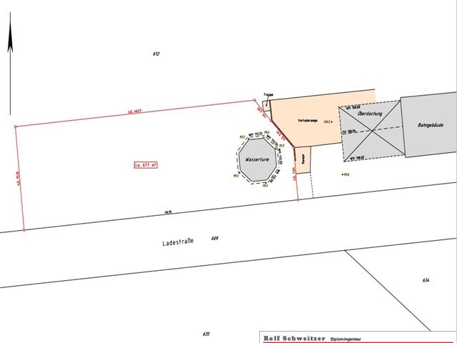 Karte zum Teilungsentwurf - Denkmalgeschützter ehemaliger Wasserturm mit Ölbunker am Bahnhof Elsterwerda-Biehla