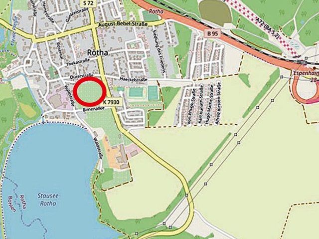 Umgebungsskizze - Vertragsfreier Eigentumsgarten in Rötha nahe des ´Stausee Rötha´ und ca. 15 km südlich von Leipzig