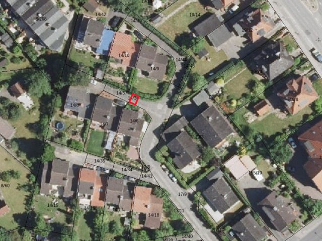 Lageskizze mit Luftbildunterlegung - Teil einer Verkehrsfläche in einem Wohngebiet von Lübeck