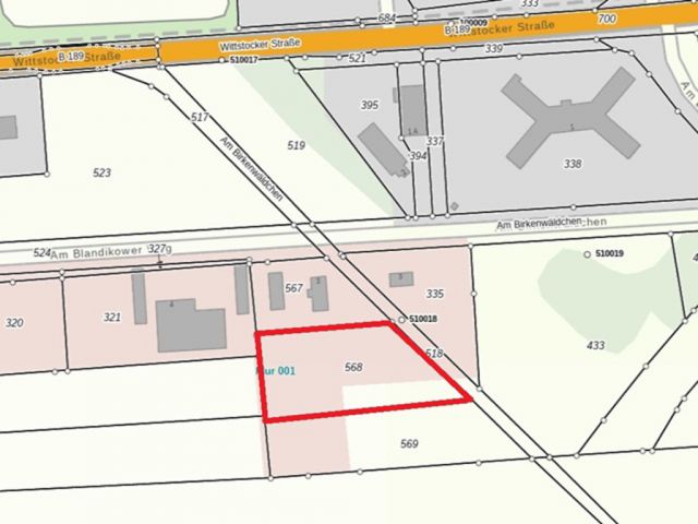 Lageskizze - Vertragslos genutztes Grundstück nahe der Gemeindeverwaltung Heiligengrabe