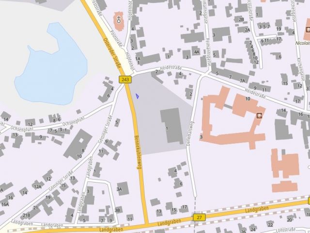 Lageskizze mit Umgebung - Vertragsfreies Grundstück in direkter Nachbarschaft zu einem Lebensmitteldiscounter mit Parkplatz