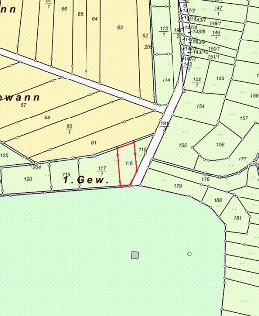 Lageskizze Flurstück 116 - 4 Grünlandflächen teilweise mit Gehölzbewuchs