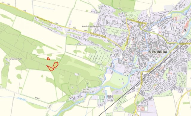 Umgebungsskizze - Insgesamt über 3,2 ha Holzungs-/Waldflächen in Quedlinburg 