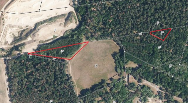 Lageskizze mit Luftbildunterlegung - 2 Waldflächen westlich von Berlin im Havelland