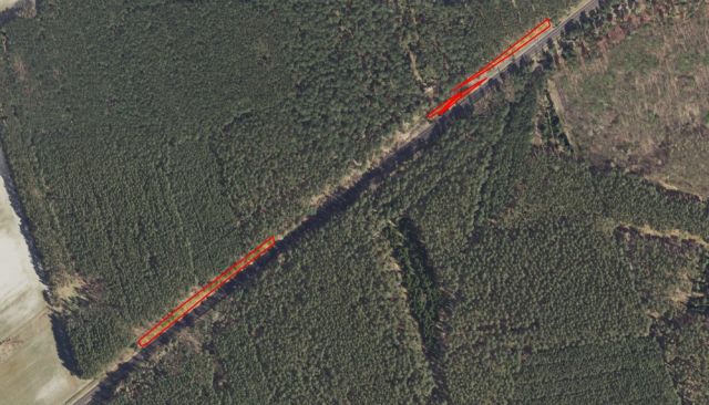 Lageskizze Flurstücke 100/3, 8/1, 1018/85 und 144/4 - 5 Wald-/Holzungsflächen an der Bahntrasse Magdeburg - Berlin