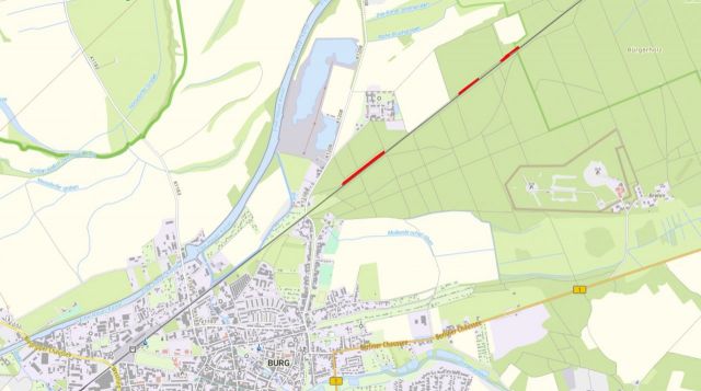 Umgebungsskizze - 5 Wald-/Holzungsflächen an der Bahntrasse Magdeburg - Berlin