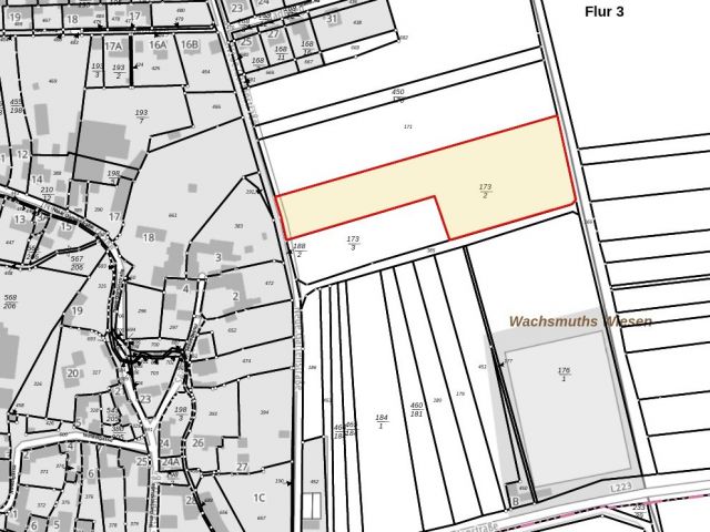 Lageskizze - Verpachtetes Acker- & Unland am östlichen Ortsrand