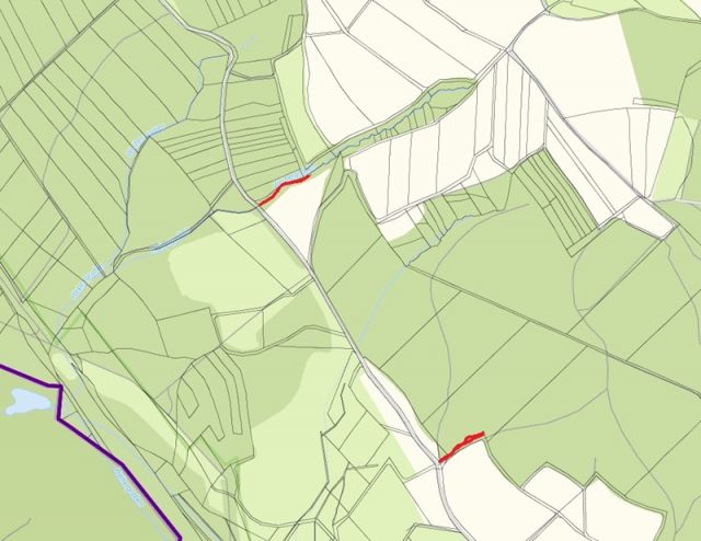 Umgebungsskizze - Zwei bewaldete Splitterflächen in der Görsdorfer Heide nahe der Landesgrenze zu Bayern