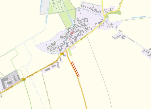 Umgebungsskizze - Bis 30.09.2026 verpachteter Grünstreifen an der B176 südlich vom ´Geiseltalsee´ im Saalekreis