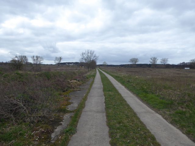 Weg vor dem Verkaufsgegenstand - Verpachtete Betonplatte und Güllegrube östlich des Mittellandkanals
