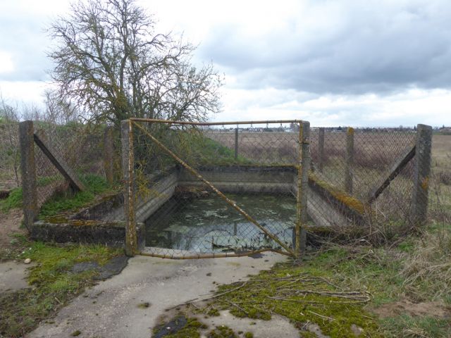 Blick auf den Verkaufsgegenstand - Verpachtete Betonplatte und Güllegrube östlich des Mittellandkanals