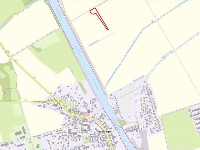 Lage des Verkaufsgegenstandes - Verpachtete Betonplatte und Güllegrube östlich des Mittellandkanals