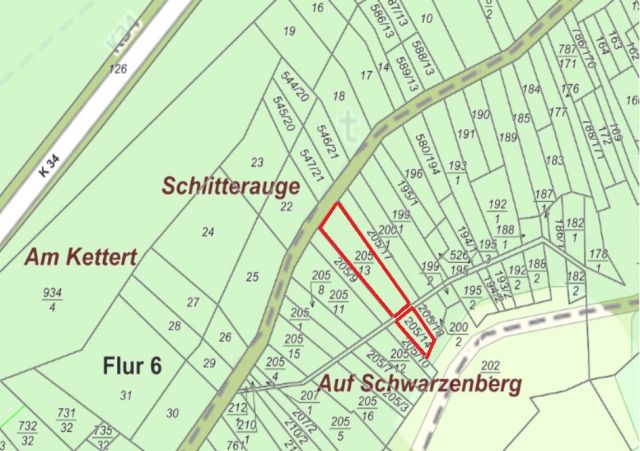 Lageskizze Flurstücke 205/13 und 205/14 - 3 bewaldete, naturbelassene Hangflächen oberhalb von Weinanbauflächen mit Blick auf die Mosel