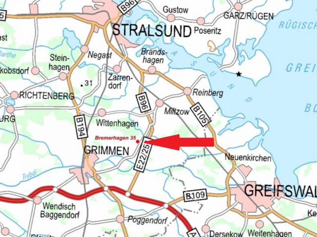 Lage des Verkaufsgegenstandes - Großes Grundstück mit positivem Bauvorbescheid in Ostseenähe ** aktueller BRW € 20/m² **