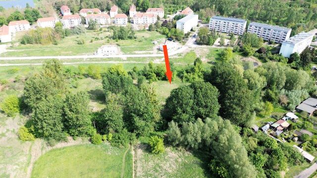 Blick auf Verkaufsfläche, Umgebung und neuerschlossene Baufelder an der Littenstraße - Vertragsfreie Grünfläche mit partiellen Gehölzbewuchs ca. 1,6 km vom Zierker See mit dem Stadthafen Neustrelitz entfernt