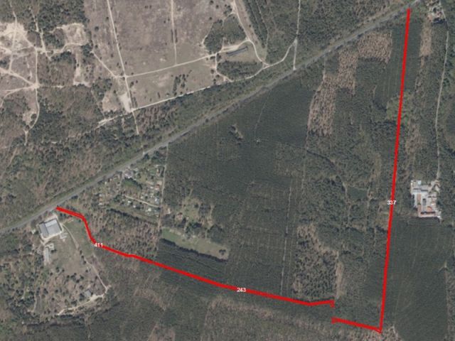 Lageskizze - Schmale Wald- und Waldwegeflächen mit insgesamt über 1,1 Hektar in Groß Glienicke einem Ortsteil von Potsdam