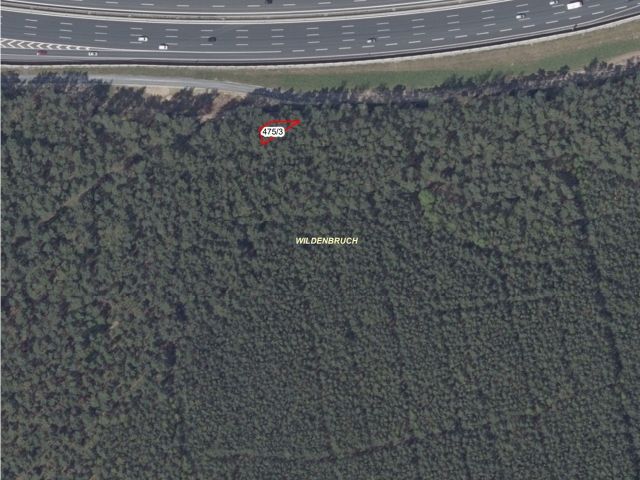 Lageskizze mit Luftbildunterlegung - Flur 1, FS 475-3 - Über 2,3 ha Wald- und Landwirtschaftsflächen südlich des Berliner Rings (BAB 10)