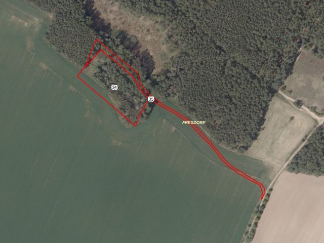 Lageskizze mit Luftbildunterlegung - Flur 2, FS 34, 35 - Über 2,3 ha Wald- und Landwirtschaftsflächen südlich des Berliner Rings (BAB 10)