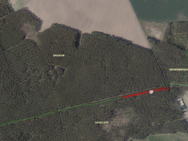 Lageskizze Grabow Flur 3 Flst 67 - Splitterflächen in Potsdam-Mittelmark **insgesamt über 2 Hektar**