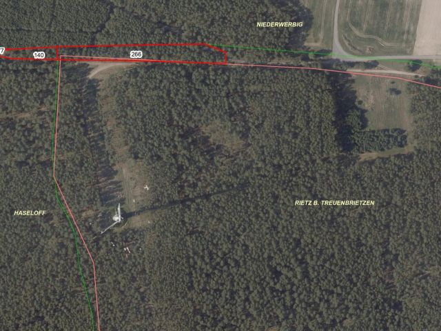 Lageskizze Rietz b Treuenbrietzen Flur 1 Flst 266 - Splitterflächen in Potsdam-Mittelmark **insgesamt über 2 Hektar**