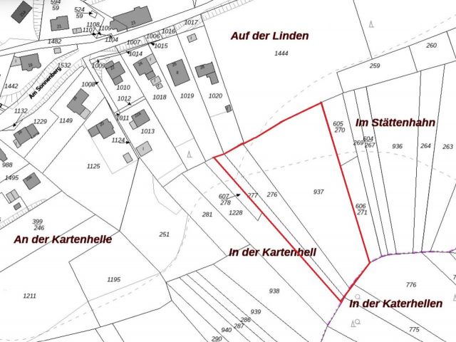 Lageskizze - Vertragsfreie Waldfläche hinter Wohnhäusern in Gummersbach