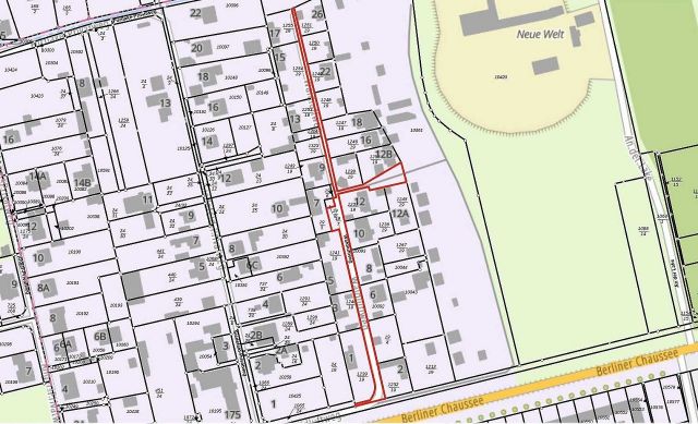 Lageskizze - Teilweise vertragslos genutzte Straße in einem Wohn- und Gartenhausgebiet (ehemalige Gartenkolonie) in Magdeburg