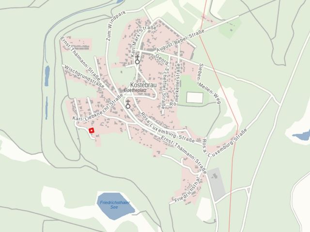 Lageskizze mit Umgebung - Waldfläche am westlichen Ortrand neben einem Wohnhaus