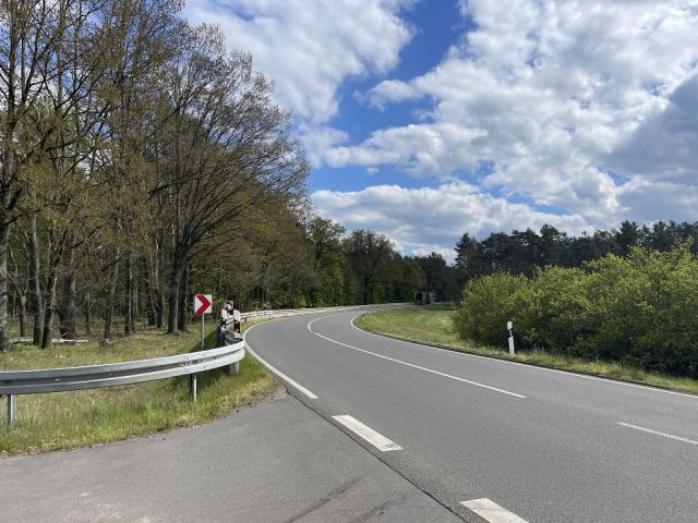 Blick auf B101 und Abzweig Zuwegung zu Flurstück 128 - 3 Waldflächen mit insgesamt über 1,5 ha in Streulage um Uebigau-Wahrenbrück im Elbe-Elster-Kreis