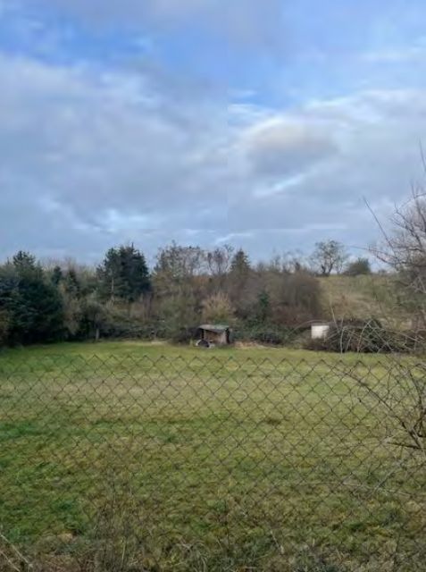 Blick von Süden über Fremdflurstücke Richtung Verkaufsfläche - erkennbare Schuppen stehen nicht auf der Verkaufsfläche - Ehemaliges Gartengrundstück im Mansfelder Land