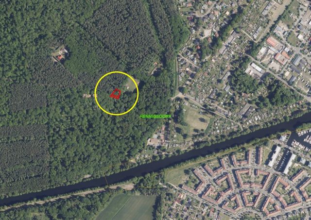 Umgebungsskizze - Kleine Waldfläche im westlichen Berliner Umland im Landkreis Oberhavel