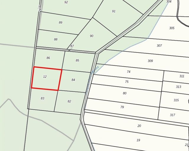 Lageskizze - Flurstück 12 - Über 1,4 Hektar Wald unweit östlich der Staubeckenlandschaft Bräsinchen-Spremberg **etwa 24 km vom Cottbuser Zentrum entfernt**