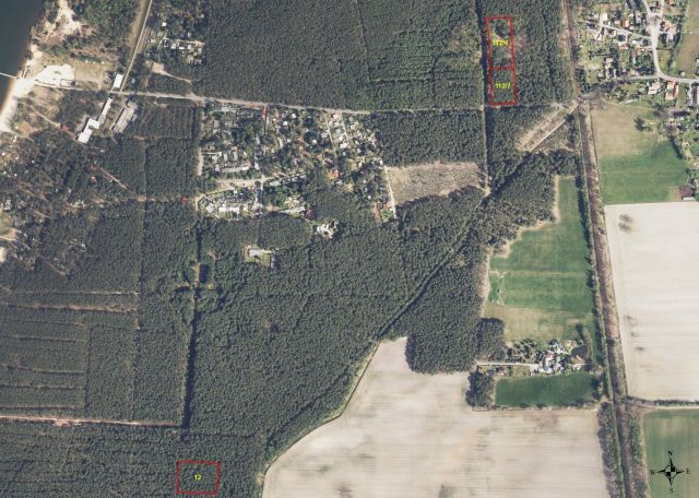 Lageskizze mit Luftbildunterlegung - Über 1,4 Hektar Wald unweit östlich der Staubeckenlandschaft Bräsinchen-Spremberg **etwa 24 km vom Cottbuser Zentrum entfernt**