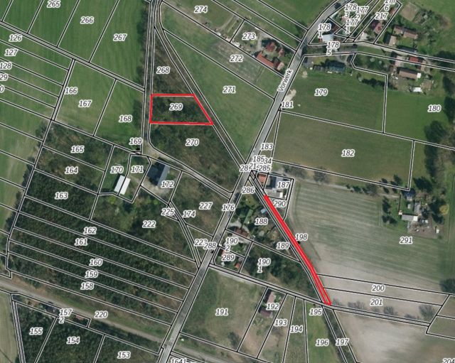 Lageskizze mit Luftbildunterlegung - Flurstücke 198, 269 - Vertragsfreie Splitterflächen in Kolkwitz **etwa 14 km von Cottbuser Zentrum entfernt**