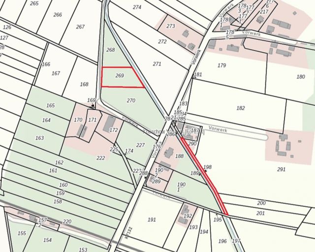 Lageskizze - Flurstücke 198, 269 - Vertragsfreie Splitterflächen in Kolkwitz **etwa 14 km von Cottbuser Zentrum entfernt**