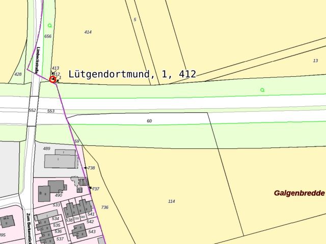 Lage der Flurstücke - Kleine Ackerrand-/Böschungsfläche oberhalb der A40 in Dortmund