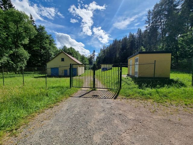 Blick auf angrenzendes Areal einer Wasserwirtschaftlichen Anlage - Zwei bewaldete Flächen am ´Zeitzbach´