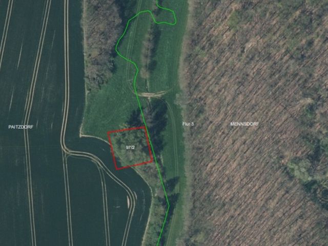 Lageskizze mit Luftbildunterlegung - Wald- und Landwirtschaftsfläche **etwa 19 km von Gera entfernt**