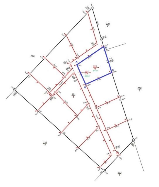 Anlage 2 zum Kaufvertrag - Teilflächenkarte A-B-C-D-A - Vertragsfreies Grundstück unweit vom Peenestrom **etwa 25 km von der Ostsee entfernt**